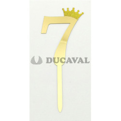 Topper número 7 corona dorada