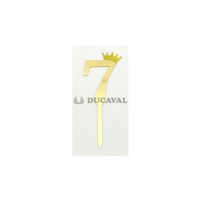 Topper número 7 corona dorada