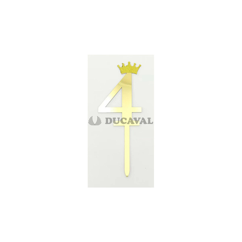 Topper número 4 corona dorada