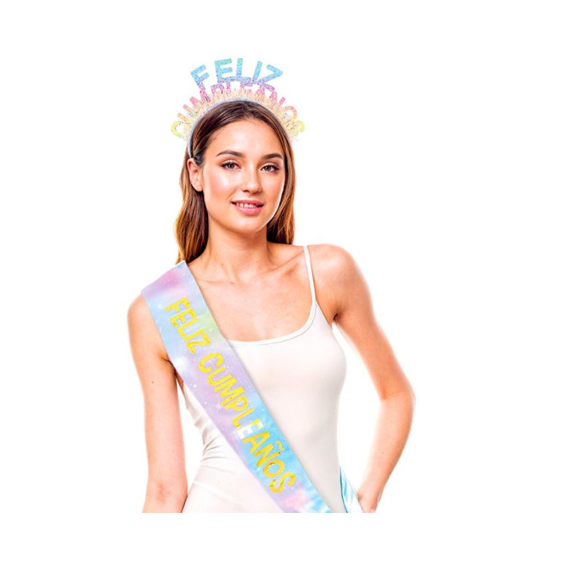 Set diadema y banda feliz cumpleaños| Ducaval | Envías 24/48 horas 