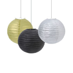 Lámpara papel esfera oro negro 35cm 1ud I Ducaval I Envíos 2448h
