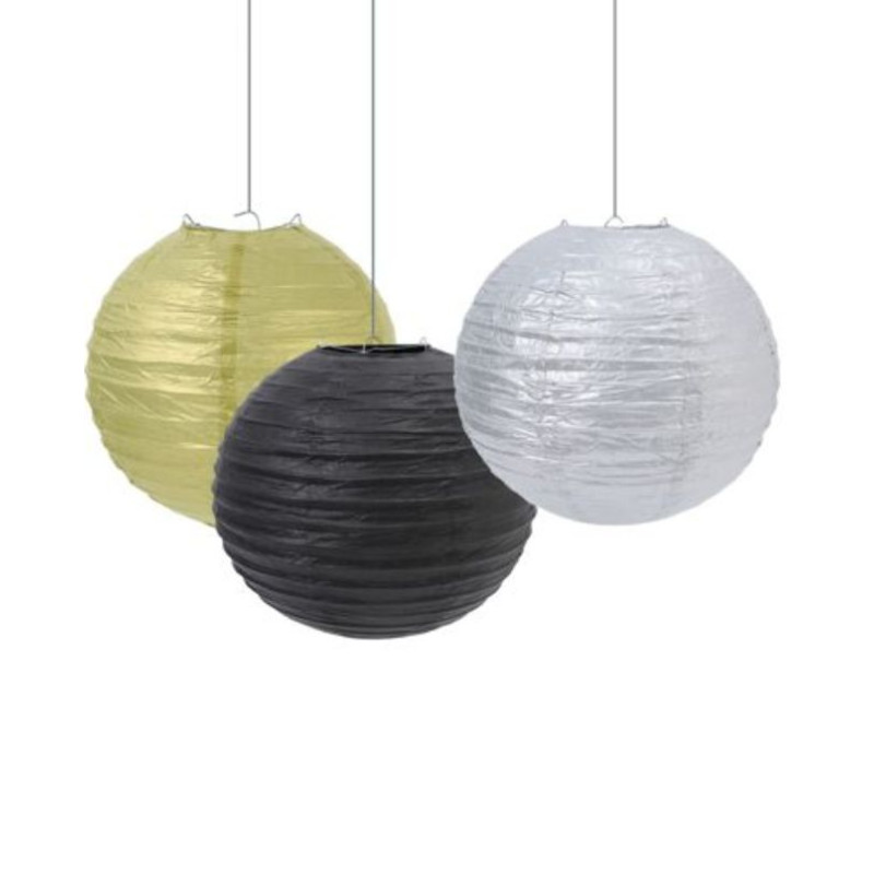 Lámpara papel esfera oro negro 35cm 1ud I Ducaval I Envíos 2448h
