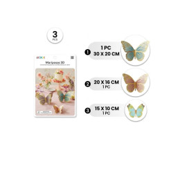 Set adorno mariposas 3d 3pzas| Ducaval | Envías 24/48 horas 