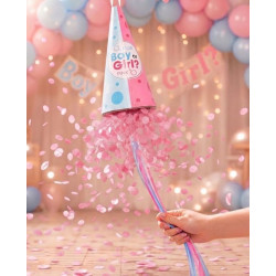 Cono confetti baby girl rosa 15cm | Ducaval | Envías 24/48 horas 