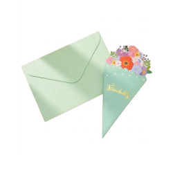 Tarjeta felicitacion forma flores verde | Ducaval | Envías 24/48 hora