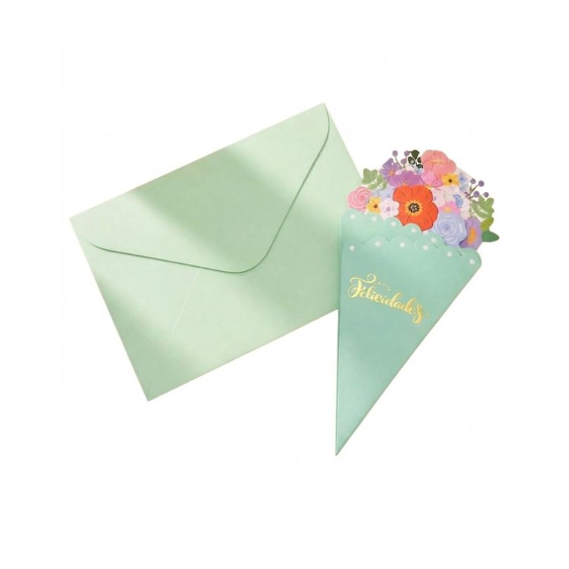 Tarjeta felicitacion forma flores verde | Ducaval | Envías 24/48 hora