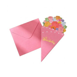 Tarjeta felicitacion forma flores rosa | Ducaval | Envías 24/48 horas