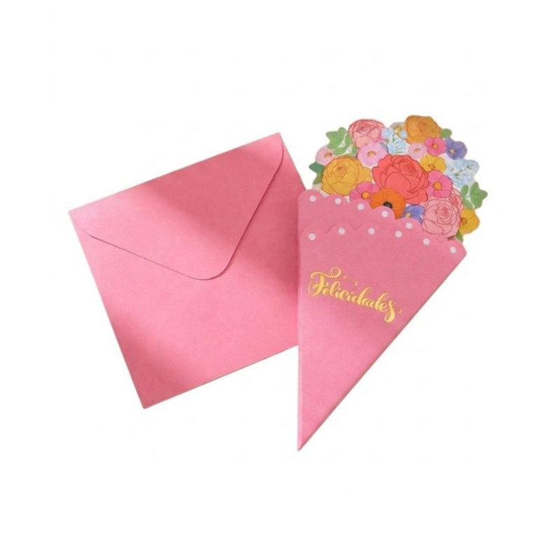 Tarjeta felicitacion forma flores rosa | Ducaval | Envías 24/48 horas