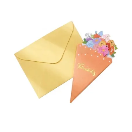 Tarjeta felicitacion forma flores amarillo | Ducaval | Envías 24/48 h