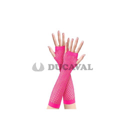 Guantes rejilla fucsia largos