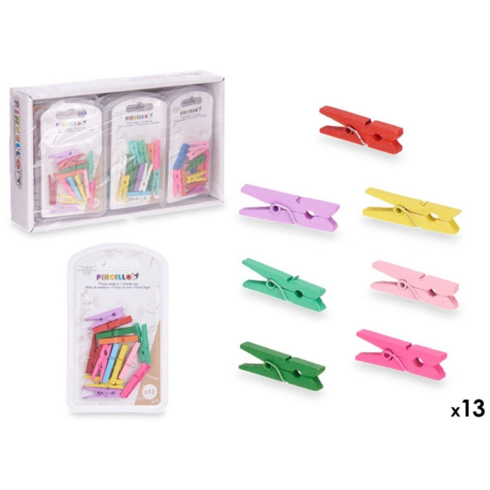 Set 13 pinzas madera multicolor pqñ | Ducaval | Envías 24/48 horas 
