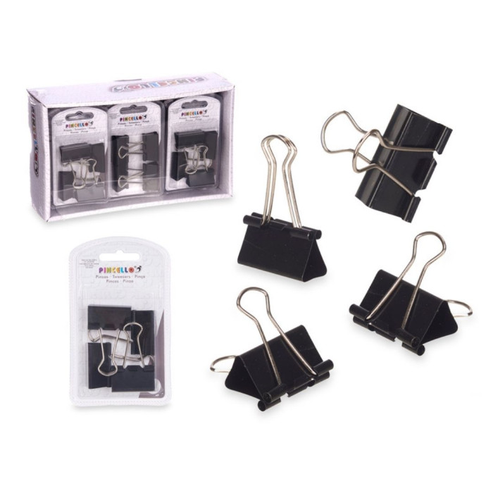 Set 4 pinzas clip negro grande | Ducaval | Envías 24/48 horas 