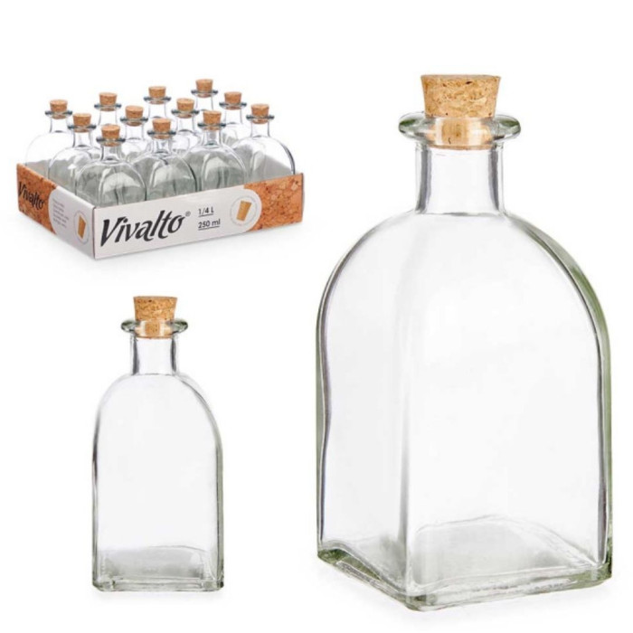 Frasca vidrio 250ml tapon corcho| Ducaval | Envías 24/48 horas 