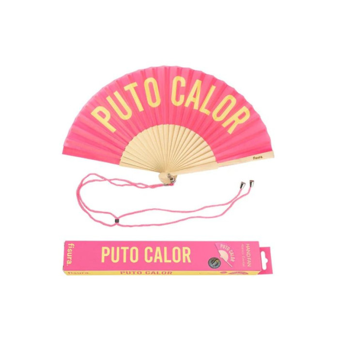 Abanico "puto calor" rosa y amarillo | Ducaval | Envías 24/48 horas 