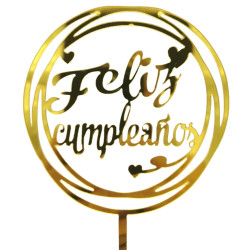 Topper feliz cumpleaños aro oro | Ducaval | Envios en 24/48 horas.