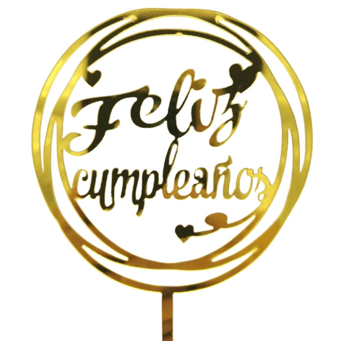 Topper feliz cumpleaños aro oro | Ducaval | Envios en 24/48 horas.