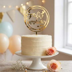 Topper feliz cumpleaños aro oro | Ducaval | Envios en 24/48 horas.