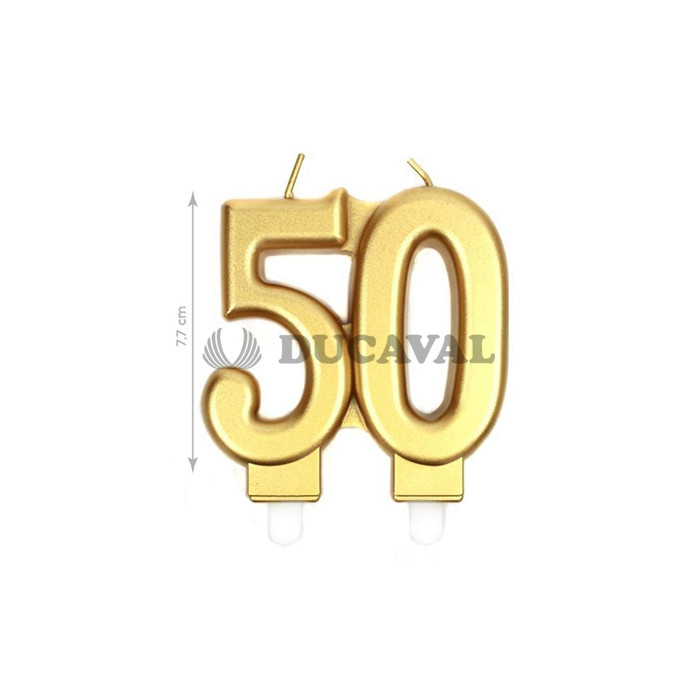 Vela nº50 en color oro 7.7cm| Ducaval | Envíos 24/48h