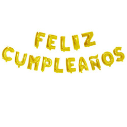 Pack globos mylar feliz cumpleaños oro | Ducaval | Envías 24/48 horas