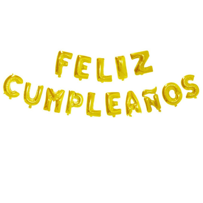 Pack globos mylar feliz cumpleaños oro | Ducaval | Envías 24/48 horas