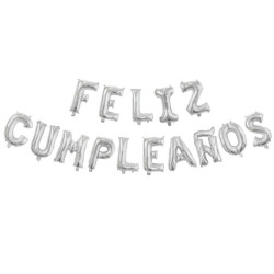 Pack globos mylar feliz cumpleaños plata | Ducaval | Envías 24/48 hor