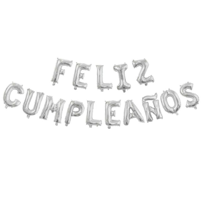 Pack globos mylar feliz cumpleaños plata | Ducaval | Envías 24/48 hor