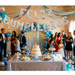 Pack globos mylar feliz cumpleaños plata | Ducaval | Envías 24/48 hor