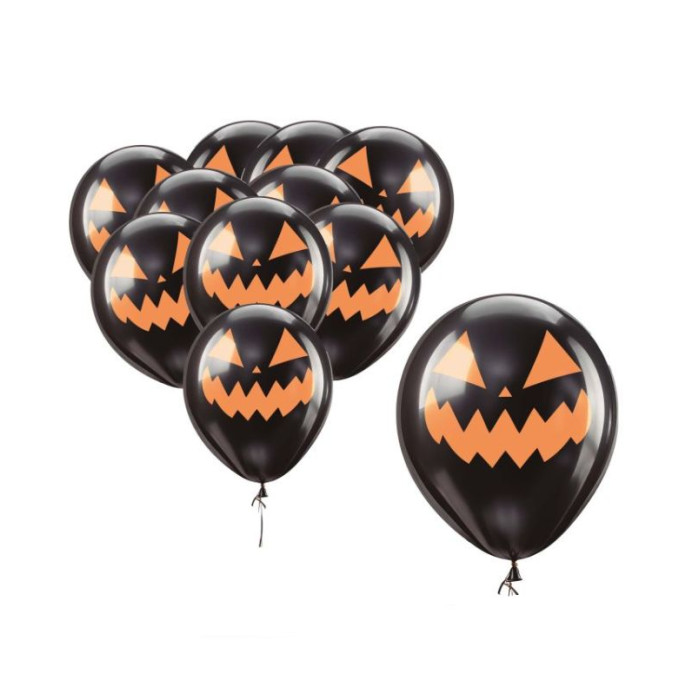 Bolsa 10 globos negros calabaza 30cm | Ducaval | Envías 24/48 horas 