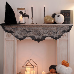 Decoración Encaje Negro Murciélagos 200x50cm | Ducaval |