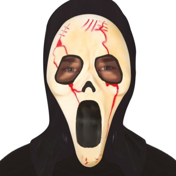 Mascara de Scream con sangre y capucha Pvc | Ducaval | Envías 24/48 h