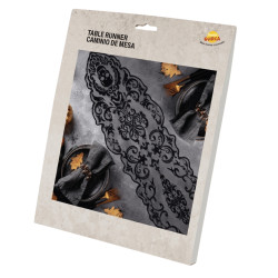 Mantel De Encaje Negro De Calaveras 180x35cm | Ducaval | Envíos 24/48