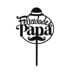 Cake topper felicidades papa negro 15.6x10 cm | Ducaval | Envías 24/4