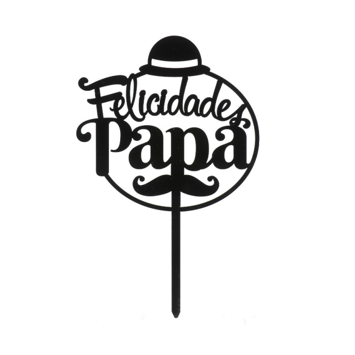 Cake topper felicidades papa negro 15.6x10 cm | Ducaval | Envías 24/4