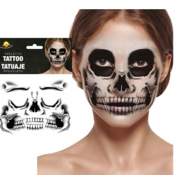 Tatuaje cara esqueleto 30x14cm |  Ducaval | Envíos 24/48 horas