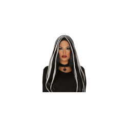 Peluca melena negra con mechas blancas | Ducaval |