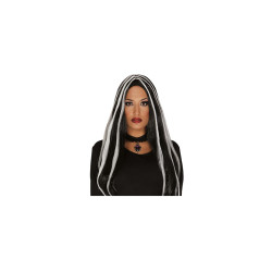 Peluca melena negra con mechas blancas | Ducaval |