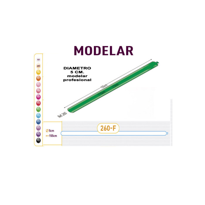 Globos modelar profesional 100 u. 155 cm.