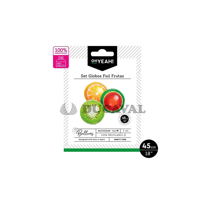 Pack frutas globo poliamida multicolor 45cm | Ducaval | Envíos 24/48 