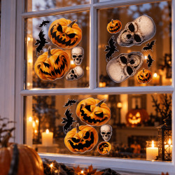 Pegatinas Electroestáticas Calabazas Ventana 40cm 3ud | Ducaval | Env