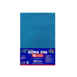 Goma eva 40x60cm purpurina turquesa | Ducaval | Envíos 24/48 horas