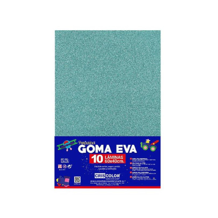 Goma eva 40x60cm purpurina turquesa | Ducaval | Envíos 24/48 horas