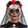 Diadema Catrina con Velo y Flores Rojas y Negras | Ducaval | Envías 2