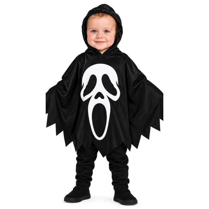 Poncho Scream Infantil Negro con Capucha para Halloween | Ducaval | E