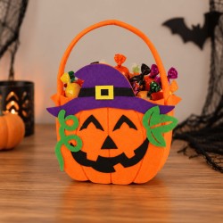 Cesta Calabaza Halloween Fieltro 17x20 Cm  | Ducaval | Envíos 24/48 h