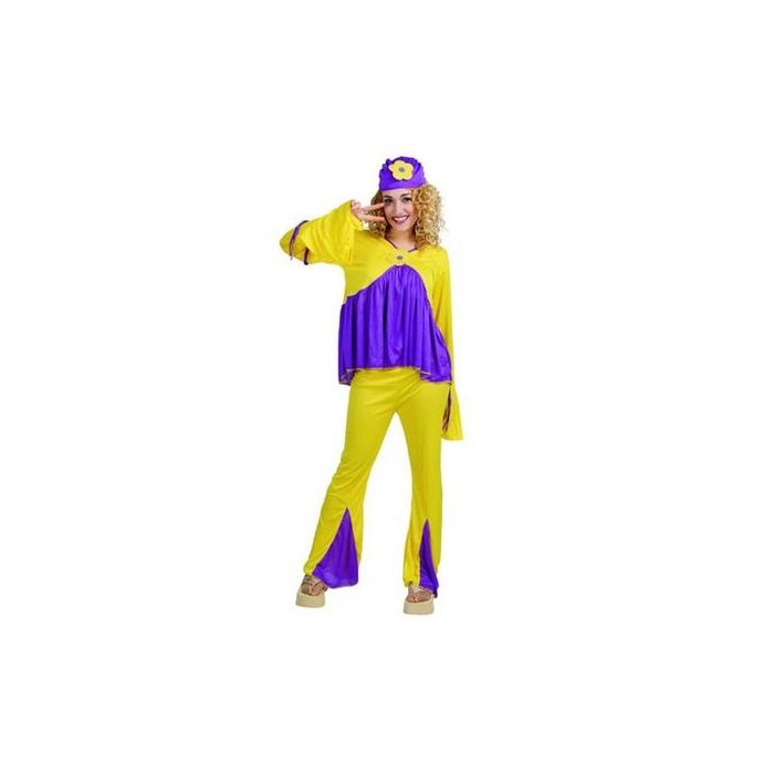 Disfraz de Hippie chica amarillo