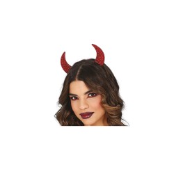 Diadema cuerno con brillantes rojos metálica | Ducaval | Envías 24/48