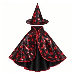 Set De Bruja Negro Y Rojo Infantil Con Capa Y Sombrero | Ducaval | En
