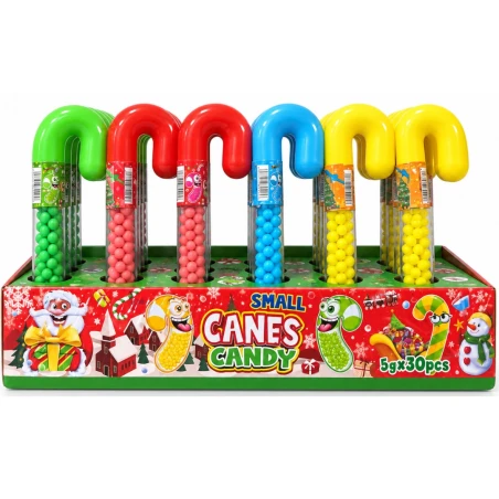 Bastones de Caramelos Navidad 5 g – Expositor 30 Uds | Ducaval | Enví