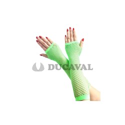 Guantes rejilla verde neón largos