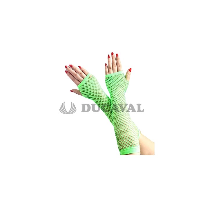Guantes rejilla verde neón largos